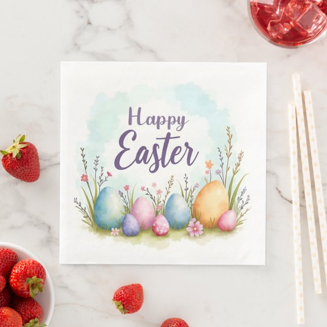 Serviette En Papier Trendy Easter Eggs Beautiful Collection (En situation)