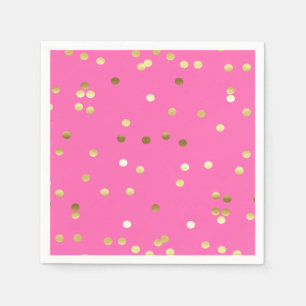 Serviette En Papier Trendy Gold Foil Confetti Hot Rose