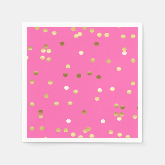 Serviette En Papier Trendy Gold Foil Confetti Hot Rose (Devant)