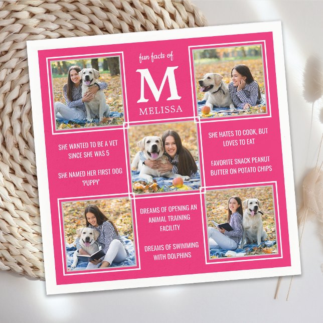 Serviette En Papier Trendy Graduation Fun Facts Photo Collage Napkins (Créateur téléchargé)