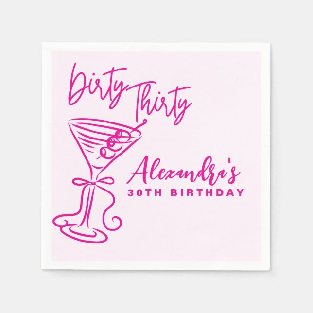 Serviette En Papier Trendy Pink Dirty Thirty 30th Birthday (Devant)