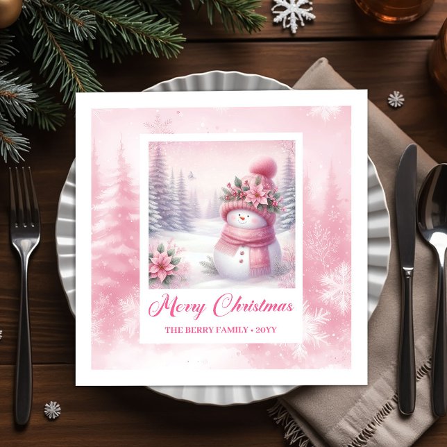 Serviette En Papier Trendy Pinkmas Kids Winter Forest Cozy Scene Xmas (Trendy Pinkmas Kids Winter Forest Cozy Scene Christmas Napkins

)