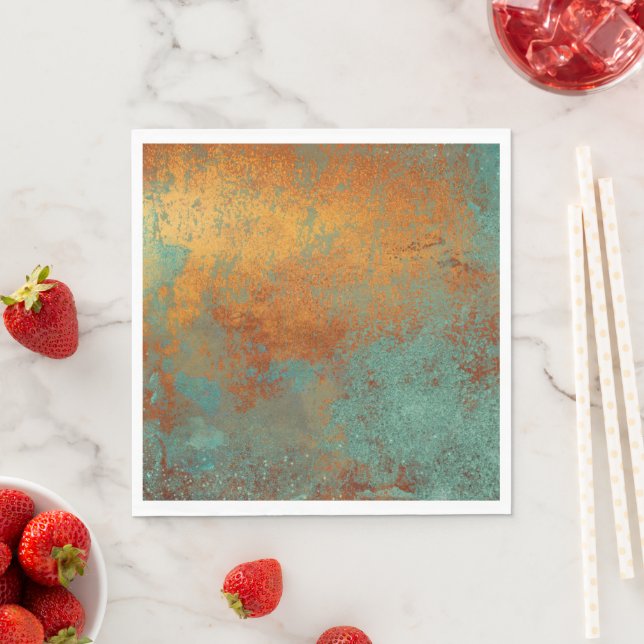 Serviette En Papier Trendy Rich Copper Patina Metallic (En situation)