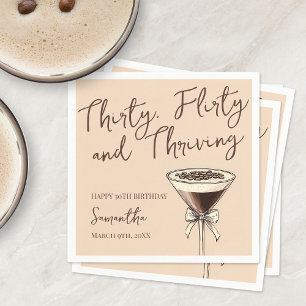 Serviette En Papier Trente Flirty and Thriving Cocktail 30e anniversai