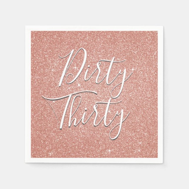Serviette En Papier Trente Jour Rose Gold Blush Pink Parties scintilla (Devant)