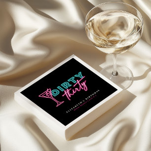 Serviette En Papier Trente-neuf noir bleu et rose 30e anniversaire