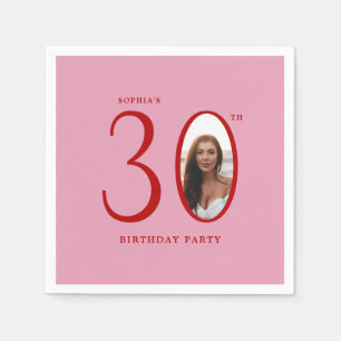 Serviette En Papier Trente photo minimale 30e anniversaire