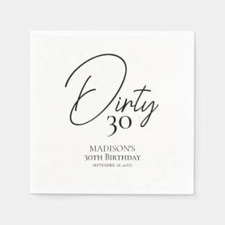 Serviette En Papier Trente-trente-troisième anniversaire noir et blanc
