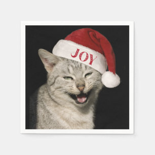 Serviette En Papier Très drôle Père Noël Chat Rire Photo Noël