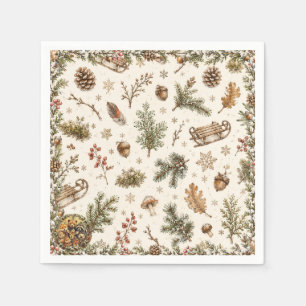 Serviette En Papier Trésors de la forêt hivernale, motif botanique rus