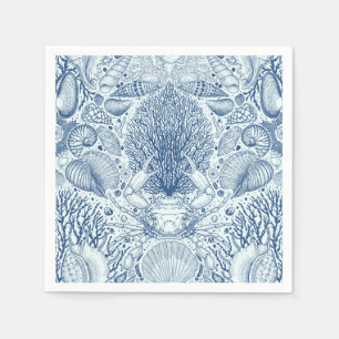 Serviette En Papier Trésors de plage en bleu