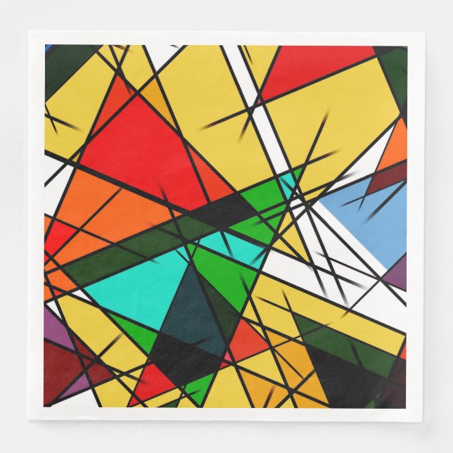 Serviette En Papier Triangle Coloré Géométrique Moderne (Devant)