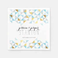 triangle mariage DECOR aztec geo motif or bleu