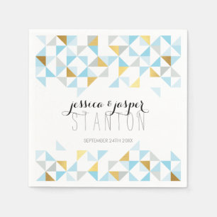 Serviette En Papier triangle mariage DECOR aztec geo motif or bleu