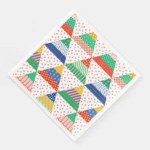 Serviette En Papier Triangles de Noël en patchwork colorés festifs