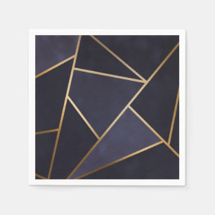 Serviette En Papier Triangles géométriques élégants et chics bleu mari