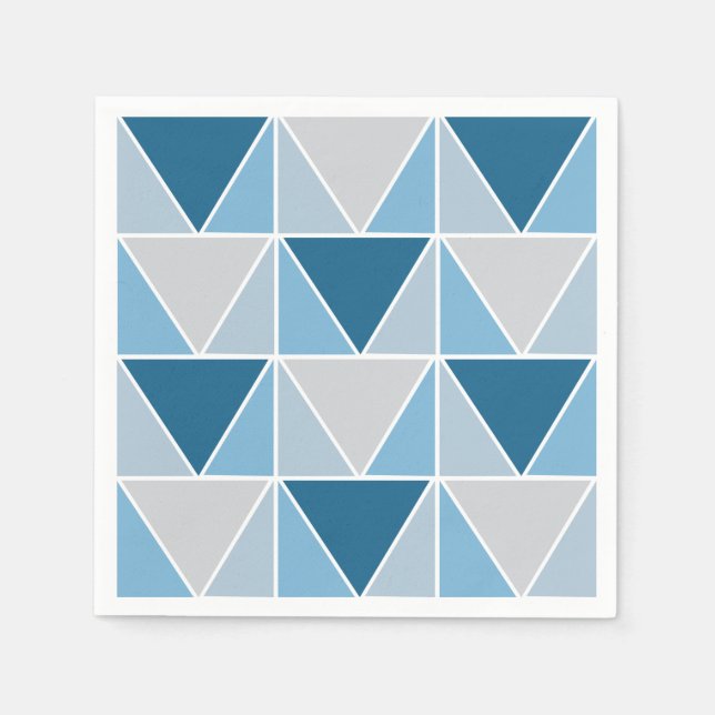 Serviette En Papier Triangles géométriques gris bleu moderne (Devant)