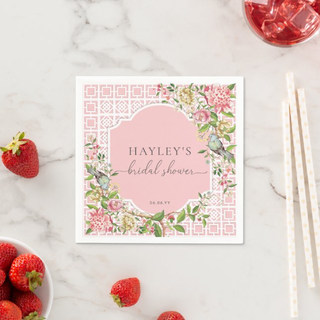 Serviette En Papier Trianon Rose Mariage Chinois Shower (En situation)
