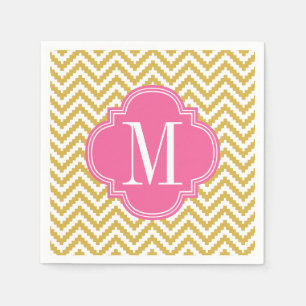 Serviette En Papier Tribal aztèque beige de Chevron d'or personnalis