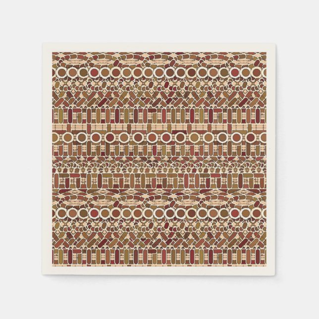 Serviette En Papier Tribal Batik - brun et brun (Devant)