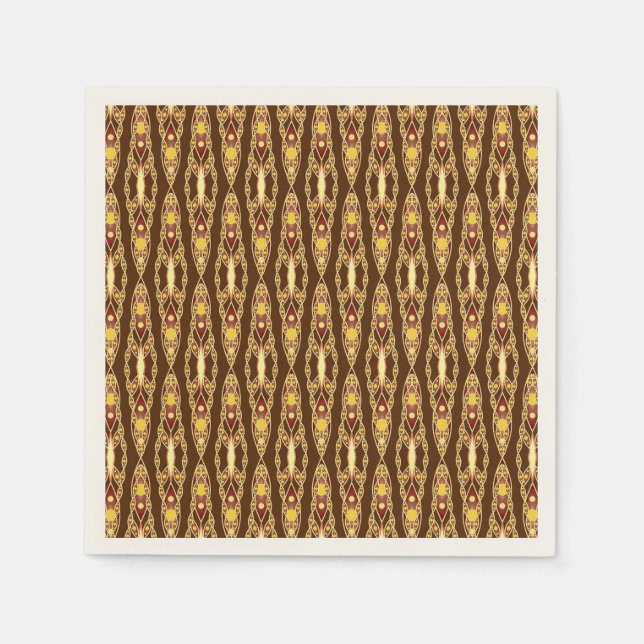 Serviette En Papier Tribal Batik - Chocolat Brown et beige (Devant)