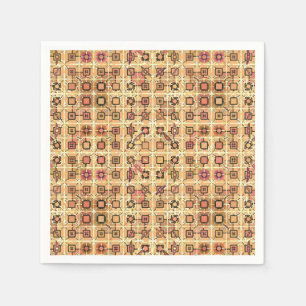 Serviette En Papier Tribal Batik - chocolat et chameau tan