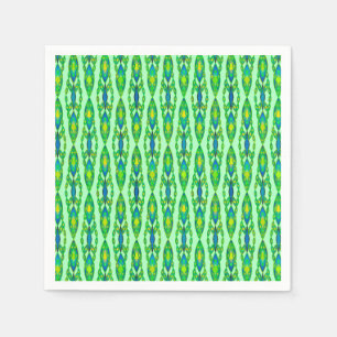 Serviette En Papier Tribal Batik - Mint, Emerald Green et Blue