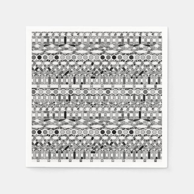 Serviette En Papier Tribal Batik - nuances de gris / gris (Devant)