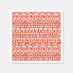 Serviette En Papier Tribal Batik - teintes orange et rose