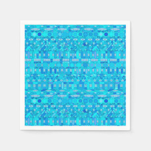 Serviette En Papier Tribal Batik - tons bleus