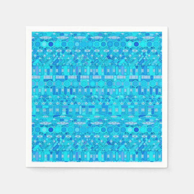 Serviette En Papier Tribal Batik - tons bleus (Devant)