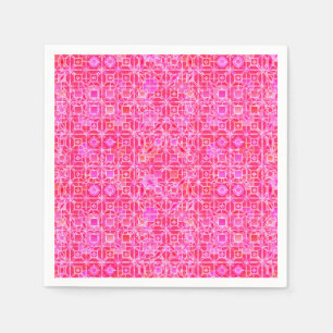Serviette En Papier Tribal Batik - tons rose fuchsia