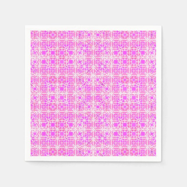 Serviette En Papier Tribal Batik - tons roses et orchidées (Devant)