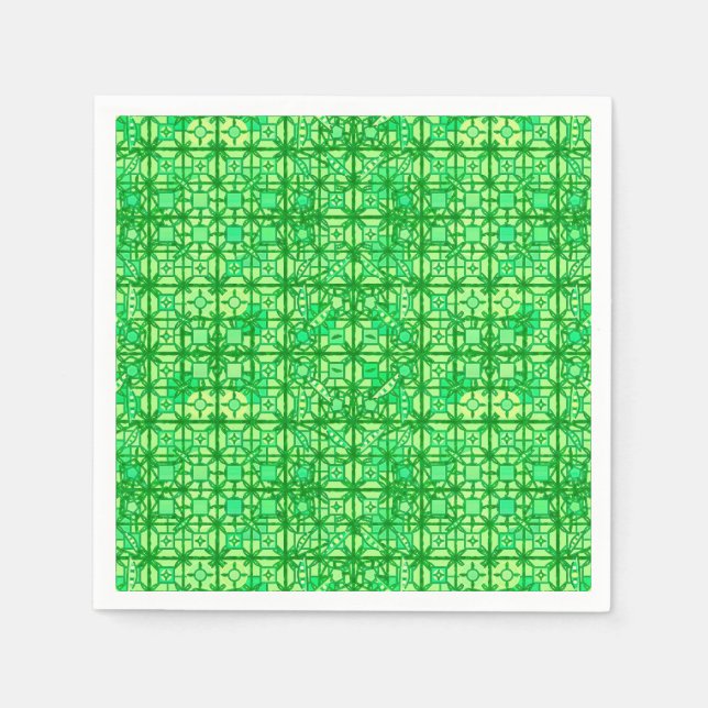 Serviette En Papier Tribal Batik - tons verts (Devant)