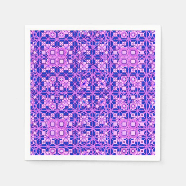Serviette En Papier Tribal Batik - tons violets (Devant)