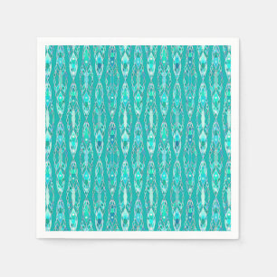 Serviette En Papier Tribal Batik - Turquoise et Aquamarine