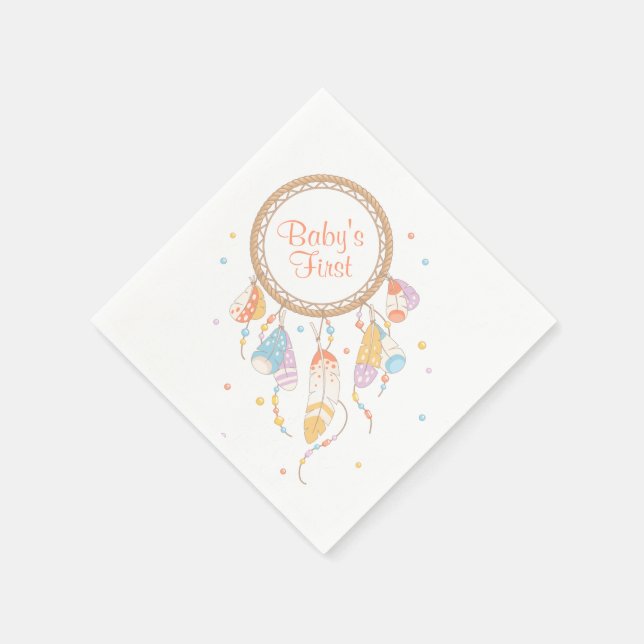 Serviette En Papier Tribal Dreamcatcher Boho Baby First 1st Birthday (Coin)