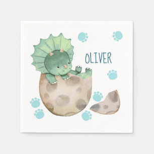 Serviette En Papier Tricératops Baby shower de garçon Dinosaur