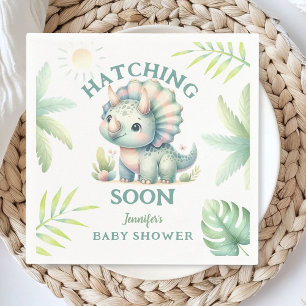 Serviette En Papier Tricératops de Dinosaur Baby shower vert Cute Dino