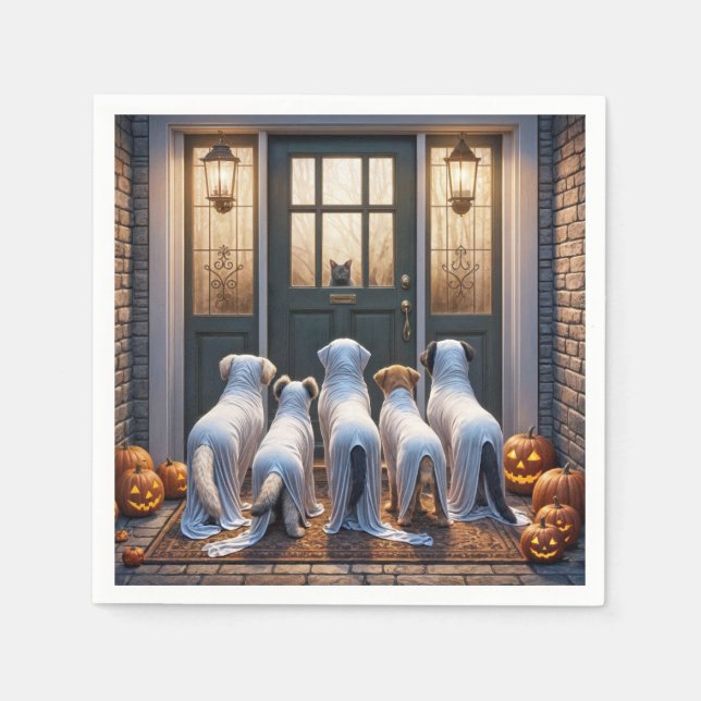 Serviette En Papier Trick or Treat Chiens Fantômes (Devant)