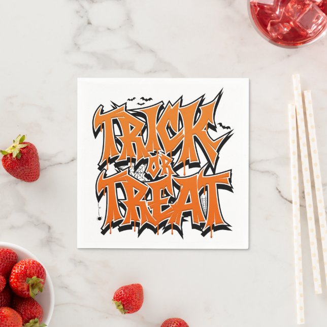 Serviette En Papier Trick Or Treat Graffiti (En situation)