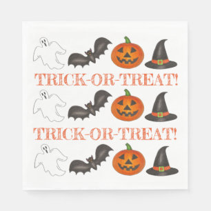 Serviette En Papier Trick or Treat Halloween Party Ghost Witch Bat