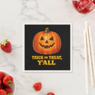 Serviette En Papier Trick or Treat, vous tous, citrouille sudiste rétr