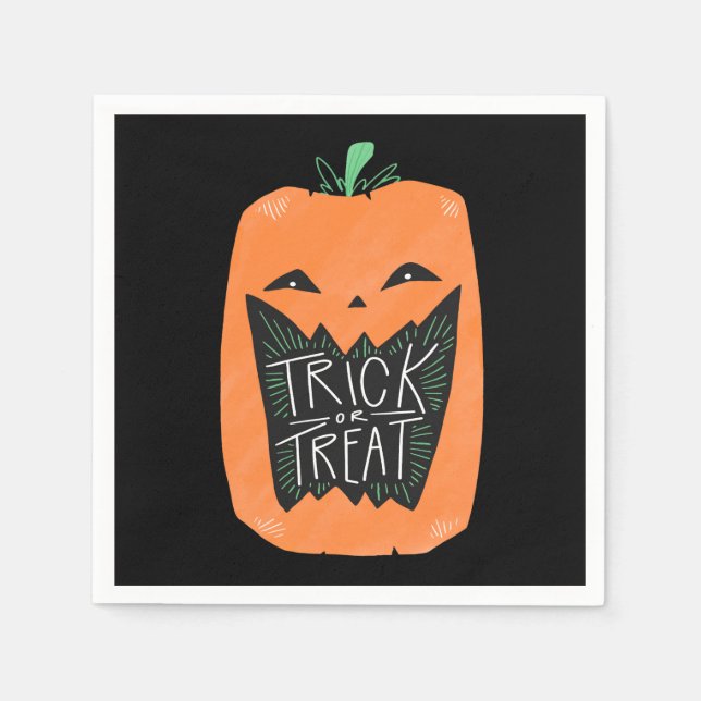 Serviette En Papier Trick ou traitement Citrouille Halloween (Devant)