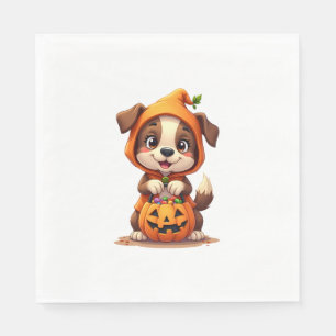 Serviette En Papier Trick ou Treat Dog - Jolie chemise de chiot Hallow
