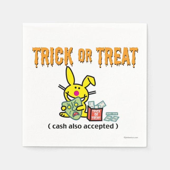 Serviette En Papier Trick ou Treat (espèces également acceptées) (Devant)