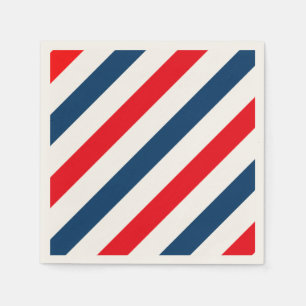 Serviette En Papier Tricolor Diagonal Stripes (bleu, blanc et rouge)