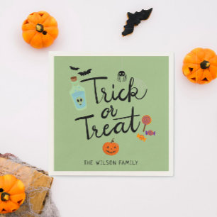 Serviette En Papier Tricoter ou traiter le bonbon d'Halloween