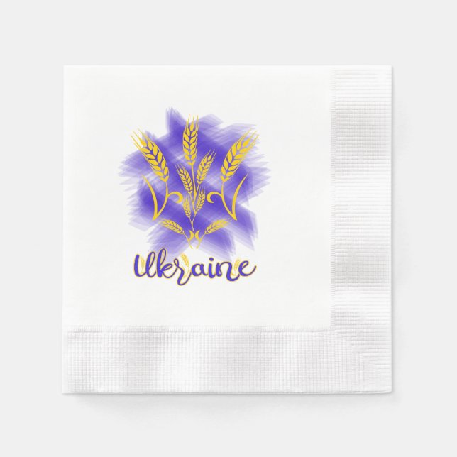 Serviette En Papier trident ukrainien fait d'épi de blé (Devant)