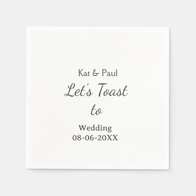 Serviette En Papier Trinquons au mariage nom date couple simple (Devant)